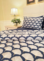 Prussian Blue Deco Duvet and Sheet Set