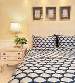 Prussian Blue Deco Duvet and Sheet Set