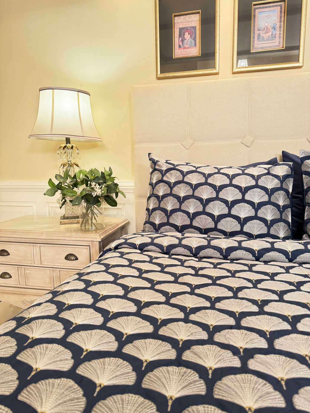 Prussian Blue Deco Duvet and Sheet Set