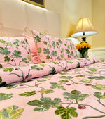 Whispering Leaves on Pink Duvet and Sheet Set