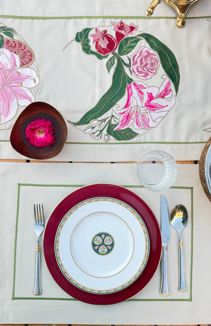 The Crescent Bloom in Beige Table Runner