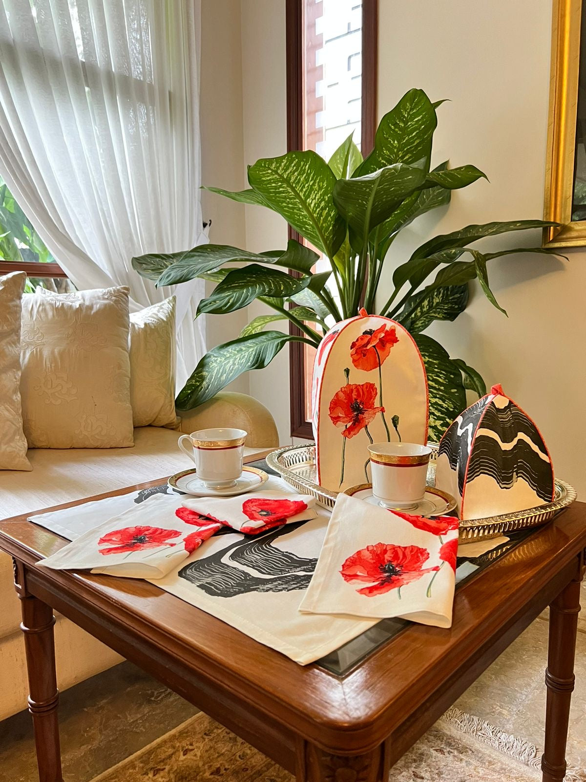 Poppy of Palestine Tea Cosy – Pomegranate Linen