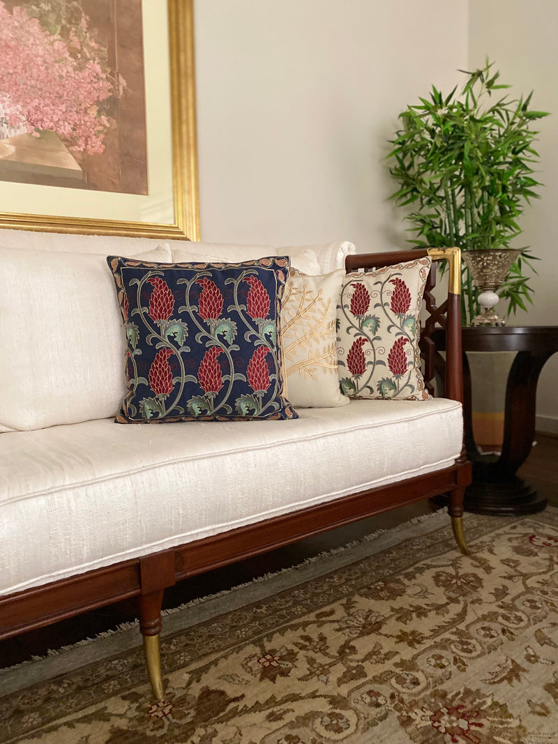 Turkish Inspired Floral Embroidered Cushion Cover