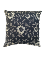 Floral Embroidered Blue Cushion Cover
