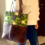Large Tote Bag: Green Champa