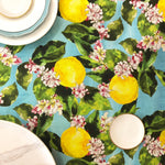 Blue Lemon Blossoms Table Cover