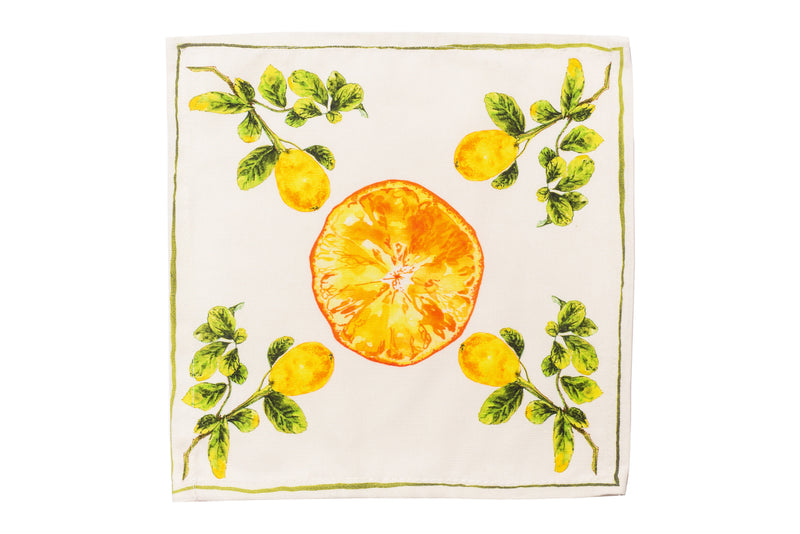 Citrus Rose Beverage Napkin - Lemon and Orange Crush