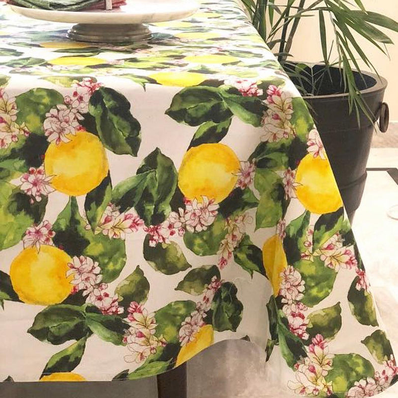 White Lemon Blossoms Table Cover
