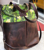 Large Tote Bag: Green Champa
